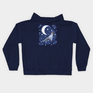 Floating in space while listening to tunes Kids Hoodie